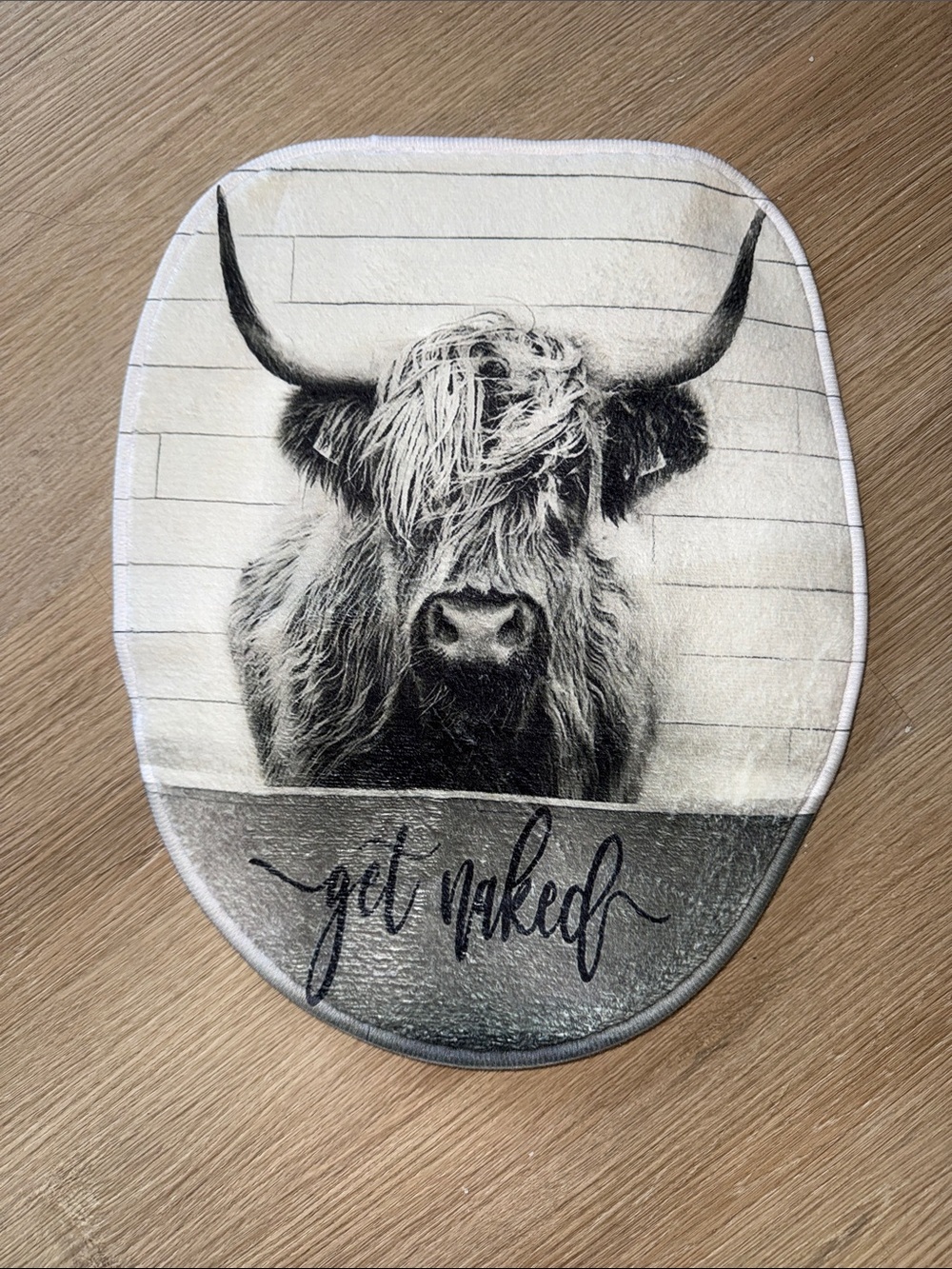 Get Naked Neutral Black & White Highland Cow Decor Toilet Seat Cover